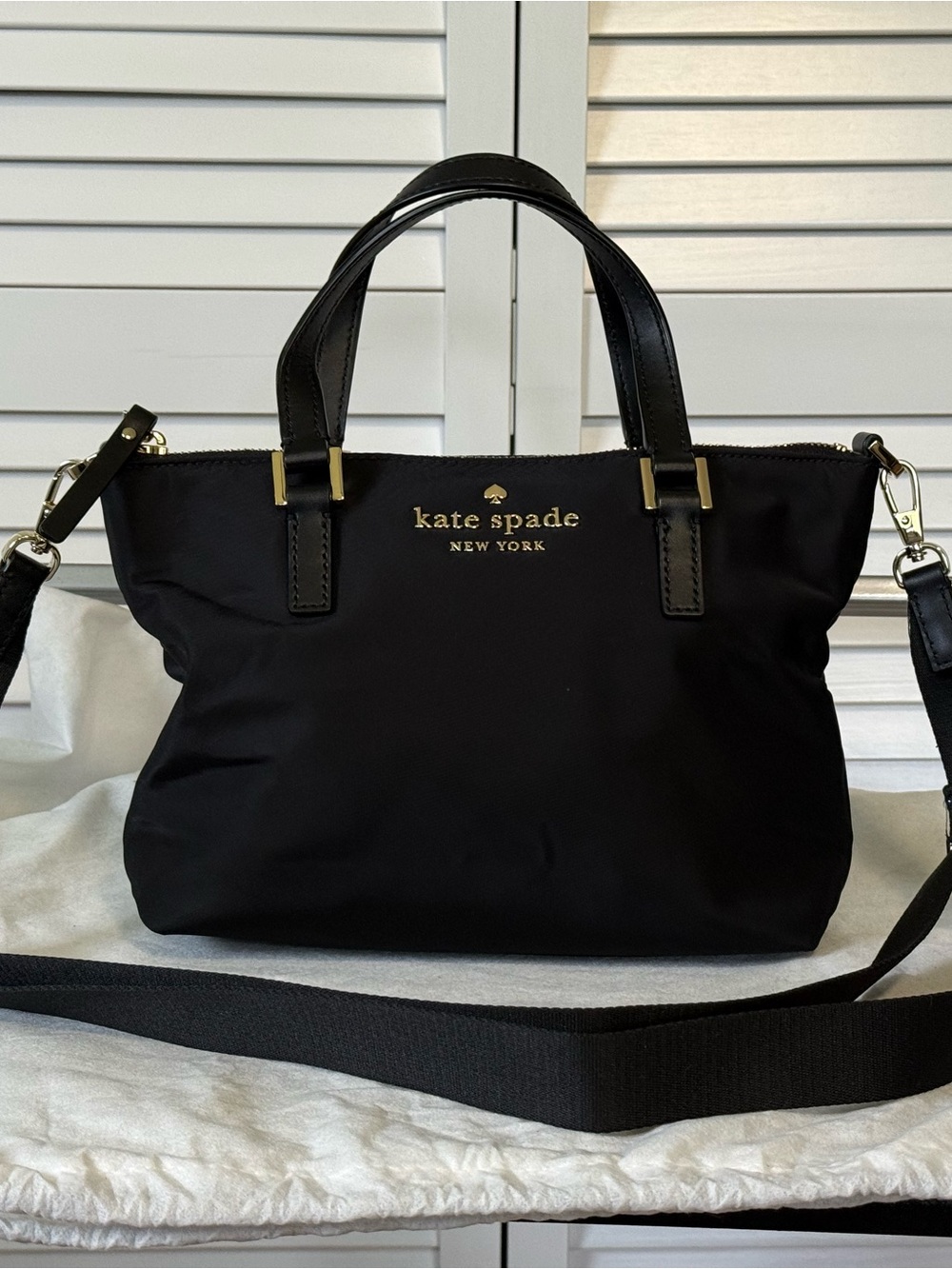 Kate Spade New York Black Nylon Satchel Crossbody Purse